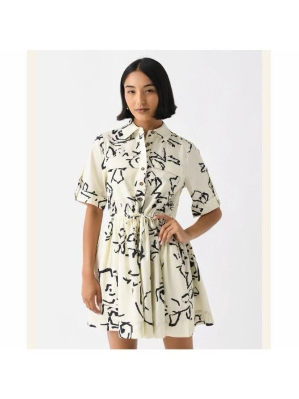 Hunter Bell Peyton Dress Onyx Amaryllis Print Shirt Dress Size Small Cotton